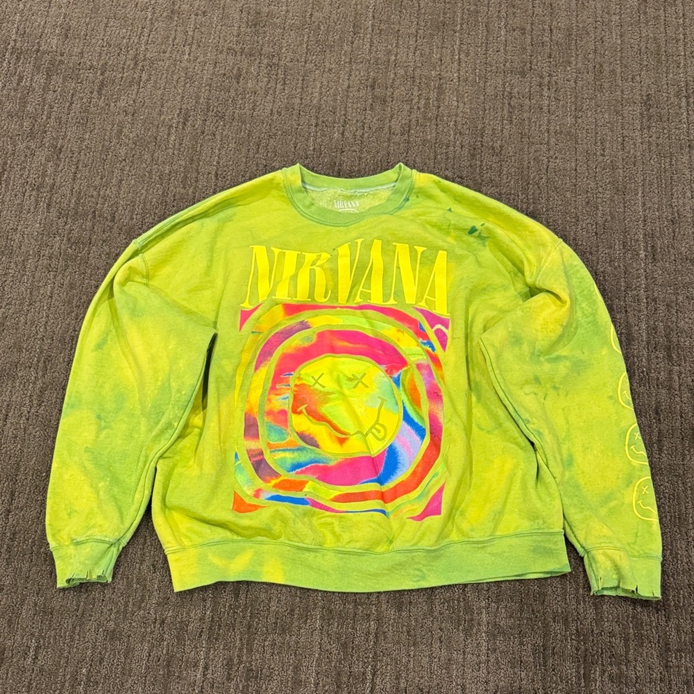 Nirvana Green Tie-Dye Sweatshirt size XL